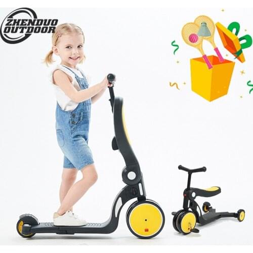 Children scooter 1-6 years old slide scooter deformation balance car baby tricycle can be sited with childrens badminton racket