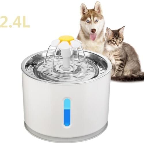 2.4L Pet Water Dispenser USB Smart Electric LED Light Automatic Fountain Drinker Pet Drinking Fountain Dispenser Pet Products