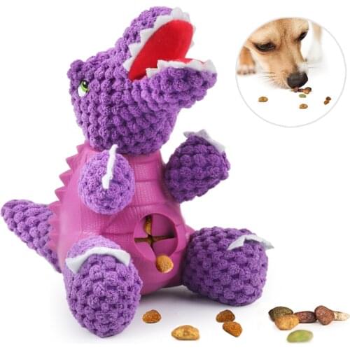 Dog Toy chewing dispenser leaking food game Pet Dog creaking toy dinosaur food feeder pet teeth teething training toys