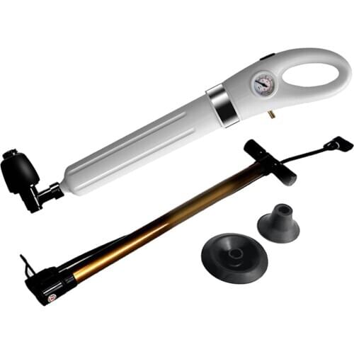 Toilet Air Pressure Inflator Plunger Pump Kit w/ 4 Heads for Bathtub Shower