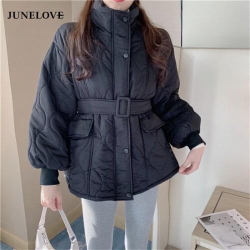 JuneLove Winter New Women Coat Female Thicken Warm Loose Plus Size Turtleneck Cotton Clothes Office Lady Casual All-Match Parkas