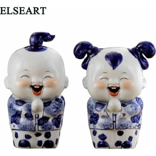 Jingdezhen china ceramic Chinese girl and boy ornament statue people porcelain for home decoration