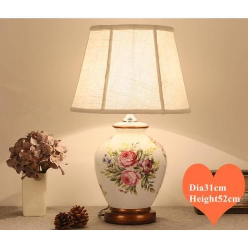 Chinese style white flower ceramic Table Lamps classic Dimmer/Touch switch E27 LED lamp for bedside&foyer&studio&tea room MF015