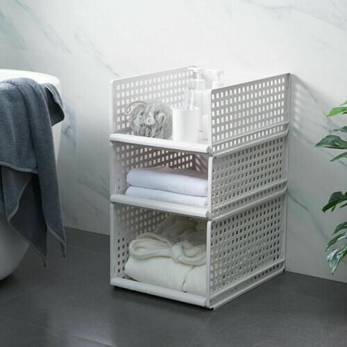 Layered Wardrobe Storage Basket Large Capacity Detachable Plastic Drawer Rack