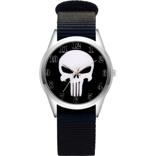 Fashion Cartoon Pretty skeleton style Watches Womens Girls Students Boys Children Nylon Strap Quartz Wrist Watch Clcok JC15