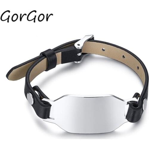 GorGor Bracelets Men Stainless Steel Watch Strap with Leather Thin and Cabinet Temperament Meet Gentleman BL-469