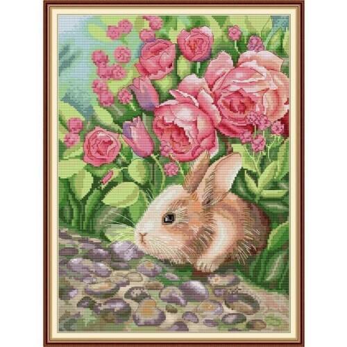 Everlasting Love Cross Stitch Kits The Rabbit is Smelling 14 Ecological Cotton Holiday Gift Christmas Decorations Easy to Learn