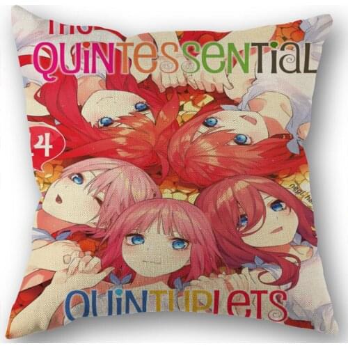 The Quintessential Quintuplets Pillowcase Cotton Linen Fabric Square Zippered Pillow Cover For Home Wedding Decoration 45X45cm