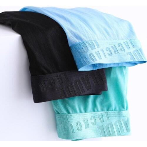 Mens ice silk underwear boxer shorts hollow lace breathable mid-waist U convex ultra-thin sexy transparent mens underwear