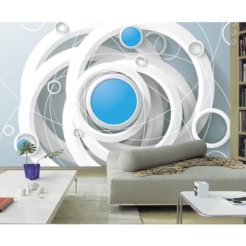 Latest 3D murals, personality simple 3 d rings papel de parede,hotel living room sofa TV wall bedroom wallpaper