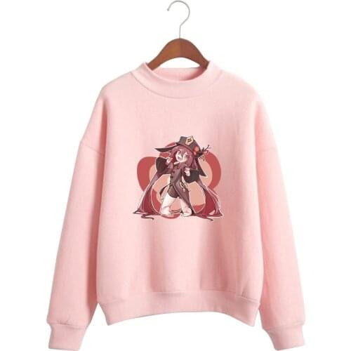 Genshin Impact Hu Tao New Mens Turtleneck Sweaters Winter Black Men Casual Male Tracksuit Fashion Loose Sweatshirts Pullovers