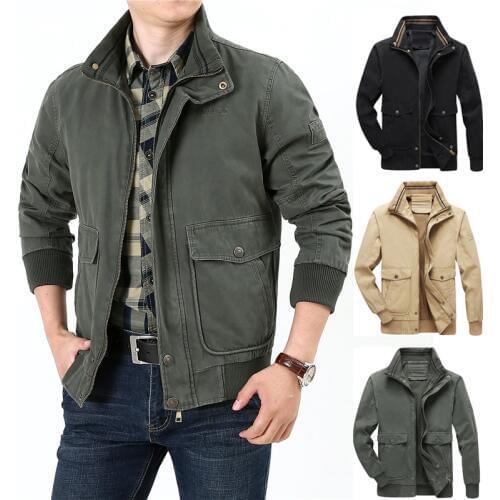 2019 new arrival fashion men cotton jacket stand collar long sleeved zipper coat business man casual blouse plus size M-5XLXXXXX