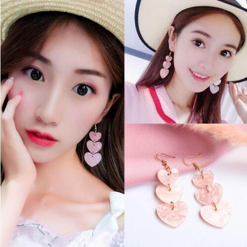 Autumn and winter earrings Shell Heart-shaped Acrylic Love Earrings Romantic Women Fashion New Girls Gift Jewelry for Birthday