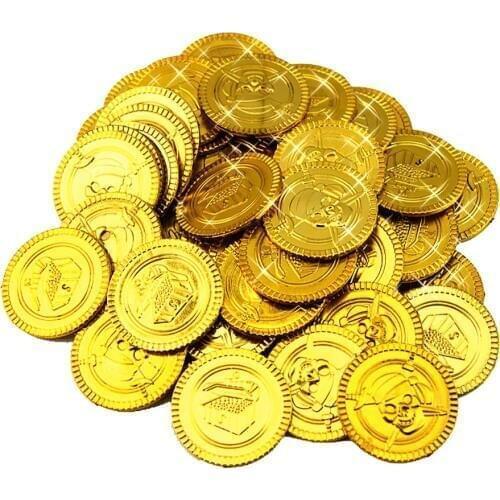 Pirate Treasure Plastic Coin Props Gold Skull Coin For Halloween Party Cosplay Props Kids Party Toys Treasure Coins Decoration