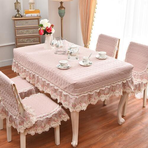 Chair cushion set Plain washed Cotton European dining table set Square table cloth Chair cover Chair cushion set for home Lace