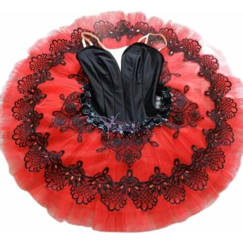 Adult Women Professional Ballet Tutu Black Red Don Quixote Performance Tutu Ballet Attire Dress Ballet Stage Costume