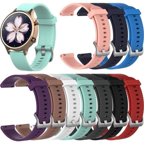 18mm Wrist Strap Watch Band for Ticwatch c2 Rose Gold Version for Garmin Vivoactive 4S Replacement Womens Silicone Wristband