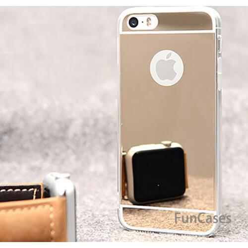 Luxury Electroplating Mirror Case For iPhone6 6S 5 S SE X 7 8 Plus Xs Max Xr Clear Soft TPU Frame+Acrylic Back Cover Case