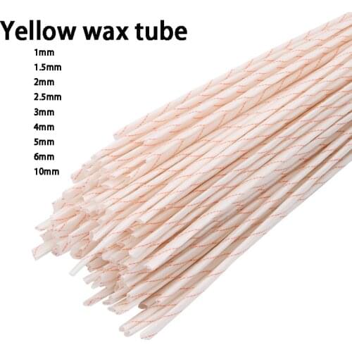 1 pack of 5 meters Yellow wax tube 1mm~10mm Fiberglass sleeving High temperature insulated wire casing Glass Fiber Tube