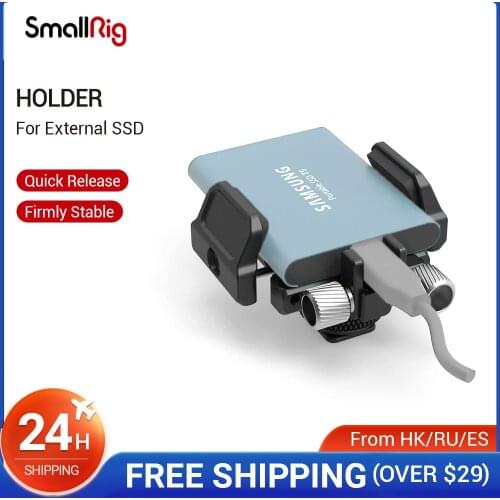 SmallRig Universal Holder for External SSD Holder Clamp With Cold Shoe and 1/4"-20 Screws - 2343