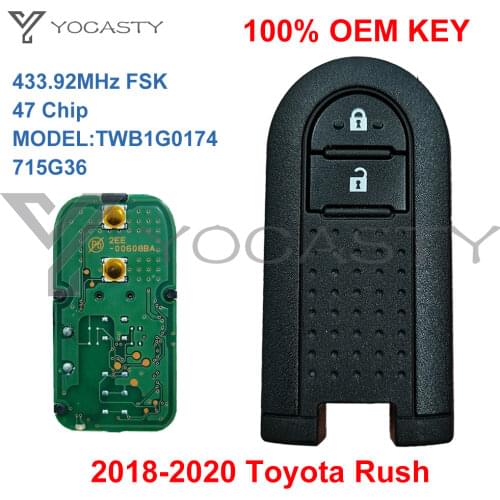 YCOASTY OEM 2 Buttons Original Smart Key TWB1G0174 715G36 433.92MHz FSK For 2018 2019 2020 2021 Toyota Rush Daihatsu Terios