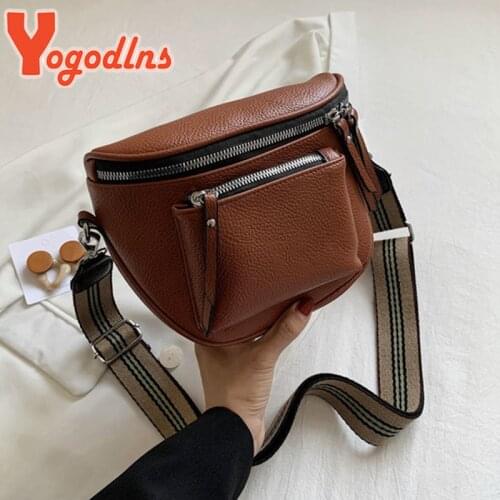 Yogodlns Fashion Saddle Shoulder Bag Women PU Leather Crossbody Bag Wide Shoulder Belt Messenger Hanbag Designer Shopping Pouch