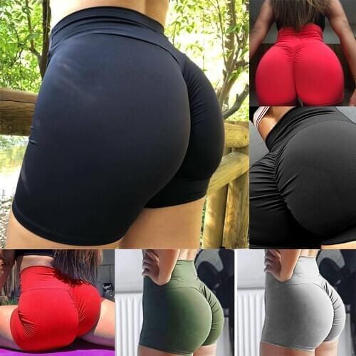 Women High Waisted Bottom Scrunch Butt Pants Ruched Short Leggings Push up Butt Lift Trousers Workout Short Leggings
