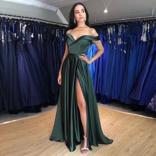 Simple Long Off the Shoulder Prom Dress new arrive Multi Color Front Split Robe De Soiree Forest Special Occasion Party Gowns