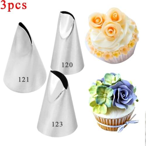 3PCS Cake Decorating Tips Set Cream Icing Piping Fondant Rose Nozzle Pastry Tools Fondant Decorating Tools Tulip Molds