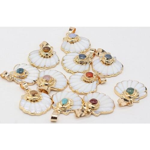 1pcs High Quality Natural Quartz Sector White Shell Pendants Charms for Earring Necklace Jewelry Making Women Gift Size 20x25mm