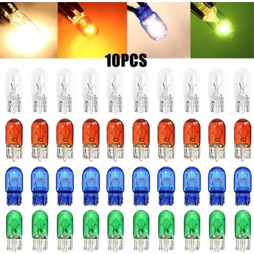 10PCS Universal T10 Halogen W5W 194 168 Wedges 12V 5W Signal Lamp White Instrument Light Reading Light Clearance Lamp Car Lights