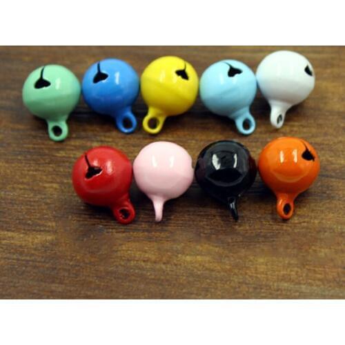 100pcs 14mm Mixed Color Jingle Bell Charm Festival Christmas Decor DIY Jewelry Craft Pendants