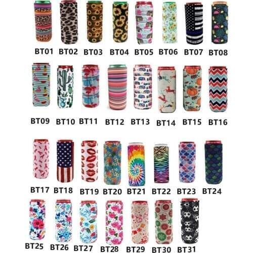12pcs Slim Can Cooler Cooler Bags Tall Stubby Holder Foldable Stubby Holders Beer Cooler Bags Fits 12oz Slim Energy Drink Beer