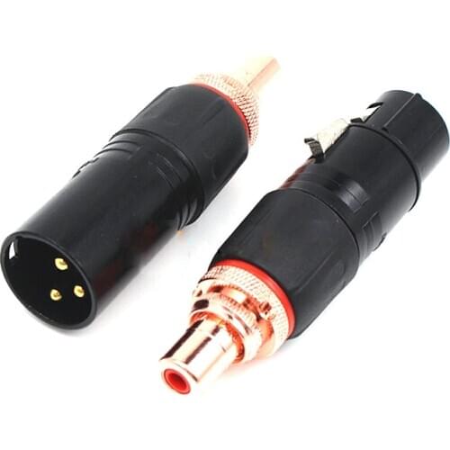 4Pcs Neutrik XLR to RCA Female Socket Adapter plated Red RCA plug for HIFI Audio connector