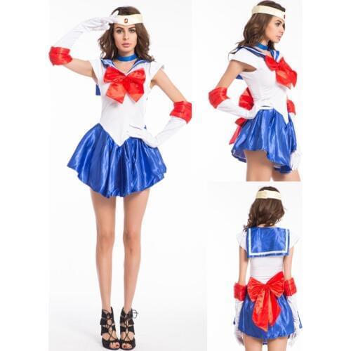 Free shipping Sailor Moon costume Mercury Cosplay Costume Scouts Amy Fancy Dress cheerleader costume plus size S-XXXXL
