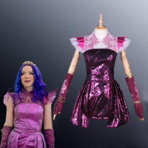 Shining New Year Dress Descendants 3 Mal Cosplay Costume Sexy Mini Dress Embroidary Girls Christmas Party Dress High Quality