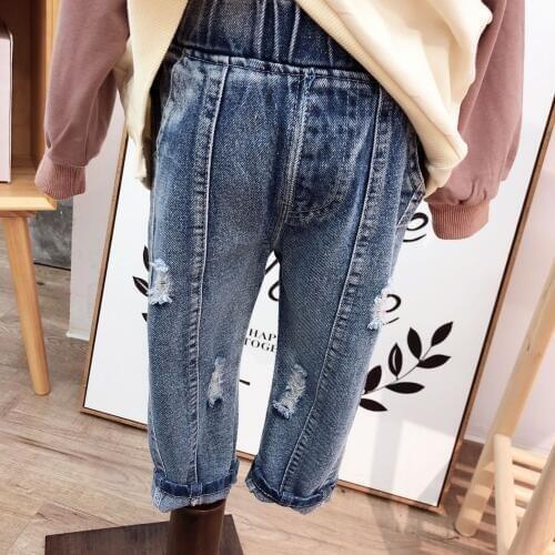 Girls Pants Childrens Denim Pants Fashion Brand New Baby Girls Casual Denim Jeans Kids Broken Hole Pants Toddler Ripped Jeans