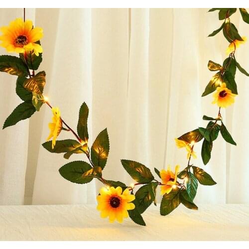 Ivy Sunflower garland fairy lights 2m, Ivy leaves fairy led string lights,garland wedding home decoration mini led copper lights