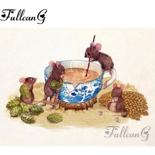 FULLCANG full square/round drill 5d diy diamond painting "mouse lunch" embroidery rhinestone cross stitch kits decor gift FC024