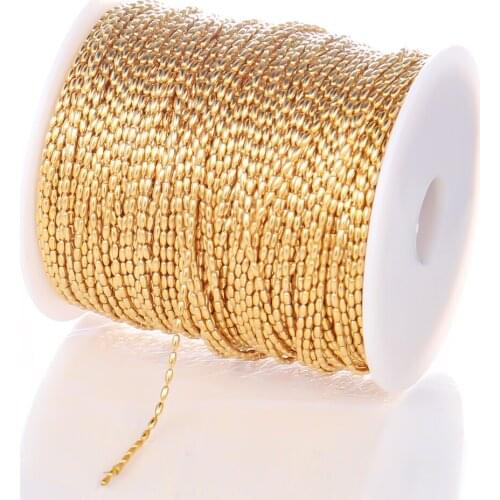 2 Meters Stainless Steel Gold Beads Chain DIY Jewelry Making Necklace Bracelet Chains Bulk Jewelry Findings Components Wholesale