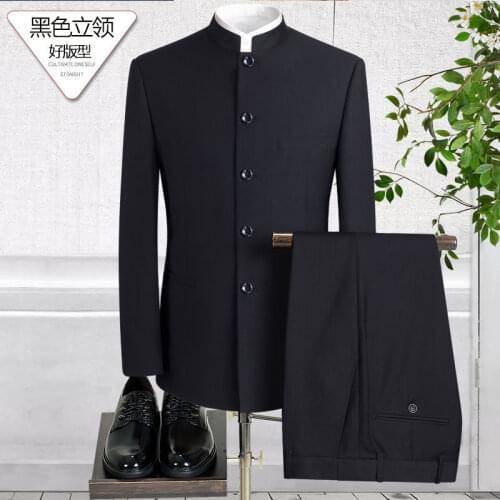 Zhongshan Outfit Mens Middle-aged Self-cultivation Success Business Suit Performance Clothing Old Tang Outfit Chinese Style