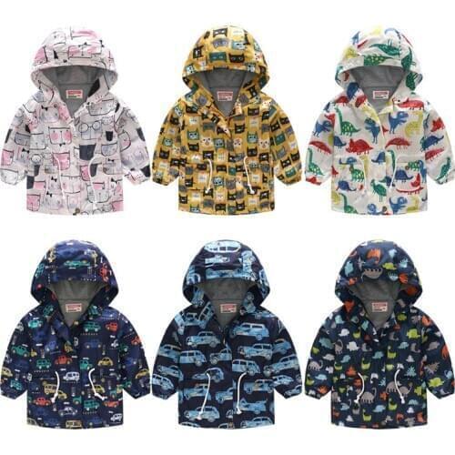 New spring autumn cute pattern boys girls jacket two layers kids coat hooded childrens clothing