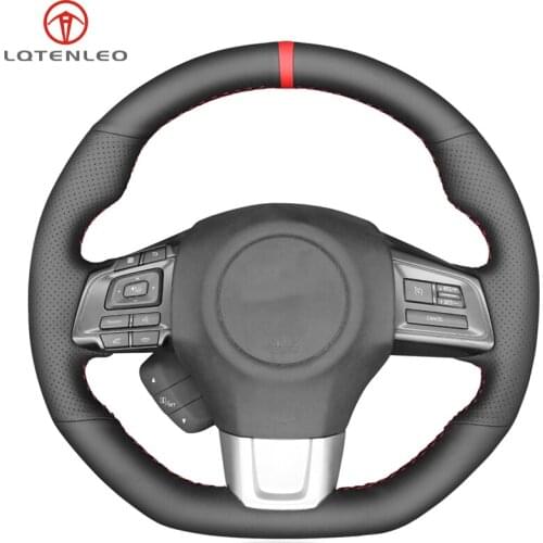 LQTENLEO Black Artificial Leather Hand-stitched Car Steering Wheel Cover For Subaru WRX (STI) 2015-2020 Levorg 2015-2019