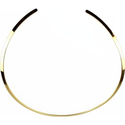 LYCOON Fashion stainless steel high quality men-hand smooth polishing plated yellow gold torques necklace for women