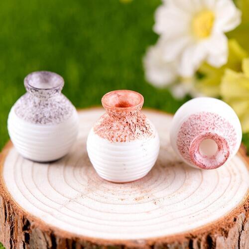 Resin Miniature Small Mouth Vase DLY Craft Accessory Home Garden Decoration Accessories Home Decoration Fine-cut vase ornament