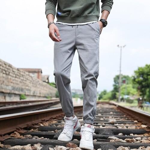 Mens Spring Korean Casual Pants Mens Fashion Urban Small Straight Pants Mens Youth Sports Casual Pants Trousers Men Clothing