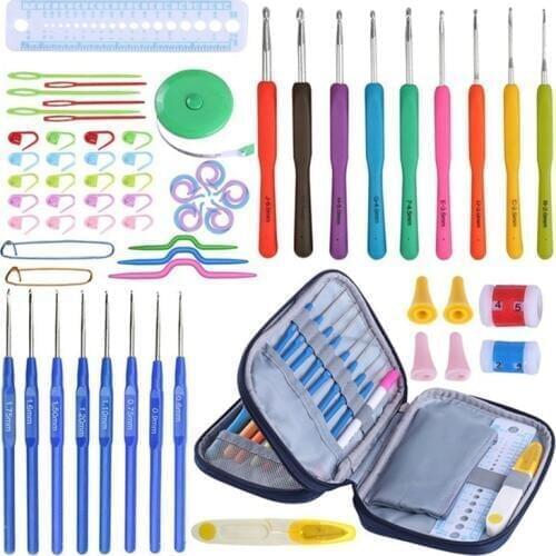 Crochet Needles Sets Ergonomics Handle Yarn Weave Knitting Needles Hooks Scissors Rulers Stitch Knitting Accessories Set For Mom