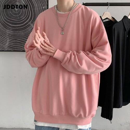 JDDTON New Winter Mens Round Neck Sweater Casual Long Sleeve Jacket Warm Fashion Pure Color Korean Streetwear JE685