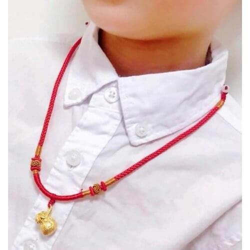 Really 24K Yellow Gold Pendant 999 Yellow Gold Fu Bag Pendant Children Gift