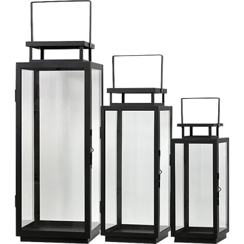 Hanging Luxury Windproof Glass Candle Holder Outdoor Candle Holder Black Glass Chandelier Bougeoir Candlestick Holder BA60ZT